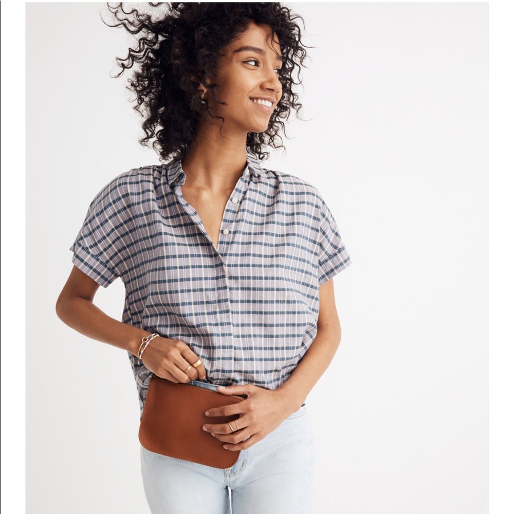 NWT Madewell Blue Gingham Blouse